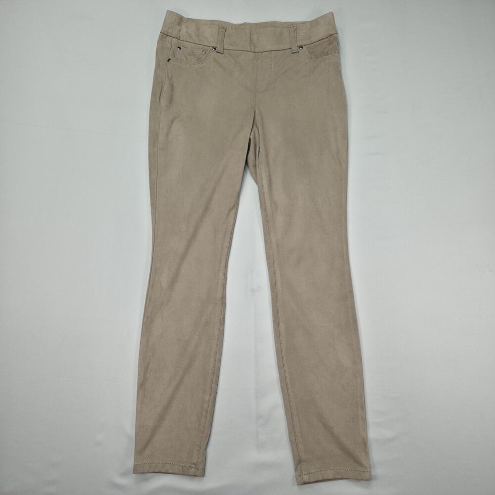 Emily B Womens 8 Faux Suede Skinny Pants Stretch Casual Minimalist Beige